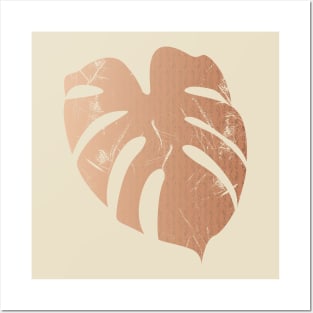 Monstera Leaf with boho pattern Posters and Art